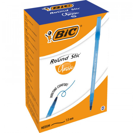 Pix Albastru BIC Round Stic, Varf 1mm, 60buc