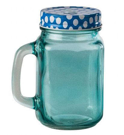 Halba Colorata tip Borcan cu Capac Gaurit si Pai 400ml