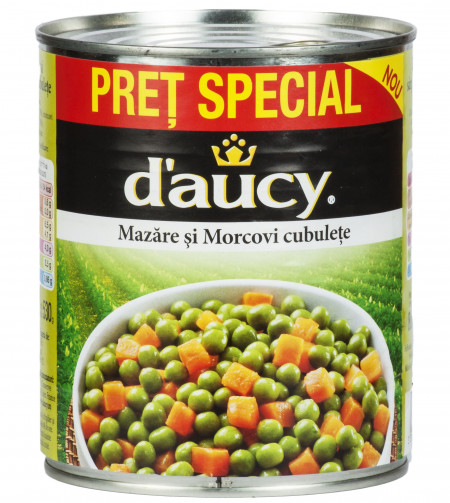 Mazare + Morcovi Cubulete D'AUCY csv. 800g / 530g net