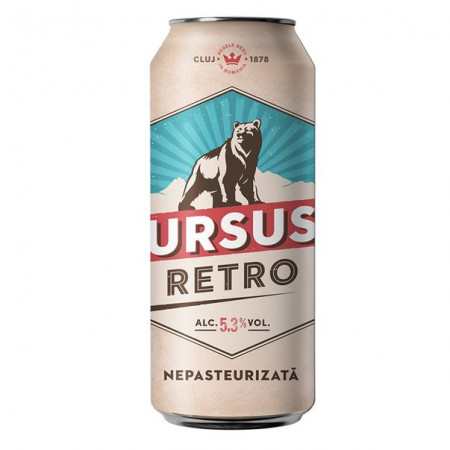 Bere Blonda Nepasteurizata 5.3% URSUS Retro doza 4x500ml - 22030009