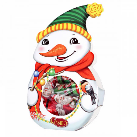 Figurina din Carton cu Dulciuri de Ciocolata - Om de Zapada 90g