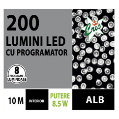 Instalatie de Craciun pentru Interior Lumina Alba Rece 10M 200 Led-uri 8 Programe