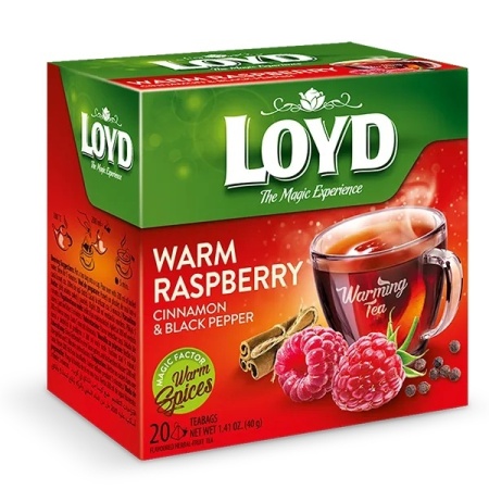 LOYD Warm Spice Ceai Infuzie Zmeura cu Scortisoara si Piper Negru Piramide 20x2g