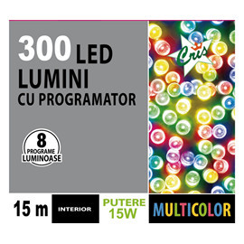 Instalatie de Craciun pentru Interior Lumina Multicolora 15M 300 Led-uri 8 Programe