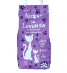 Asternut Absorbant Igienic pentru Pisici (Nisip) NISIPUR cu Miros de Lavanda 5L