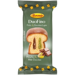 BOROMIR Duo Fino Cozonac cu Crema de Fistic si Ciocolata 400g (folie)