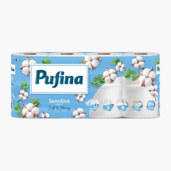 Hartie Igienica PUFINA De Lux 3str. Alba Sensitive 10 role