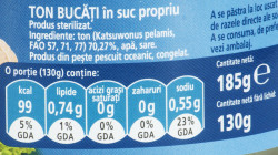 Ton Bucati in Suc Propriu FINE LIFE 2x185g / 130g net - Img 3