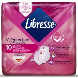 Absorbante LIBRESSE Ultra+ cu Aripioare V-Protecție 10 bucati
