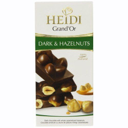 Ciocolata Amaruie HEIDI Dark Grand'Or cu Alune de Padure Intregi 100g