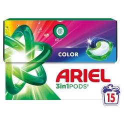 Detergent Automat Gel pentru Rufe ARIEL Color 3in1 Capsule 15buc