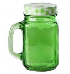 Halba Colorata tip Borcan cu Capac Gaurit si Pai 400ml - Img 2