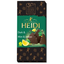 HEIDI Dark Mint & Lemon Ciocolata Neagra cu Menta si Lamaie 80g