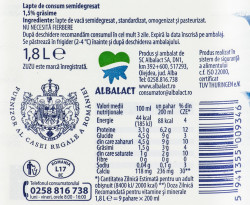 Lapte Proaspat Pasteurizat Bidon 1.5% ZUZU 1.8L - Img 3