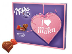 Praline cu Crema de Capsuni si Lapte I LOVE MILKA 110g
