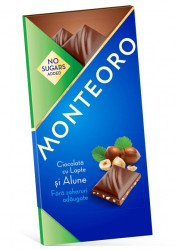 Ciocolata Dietetica cu Lapte si Alune MONTEORO 90g