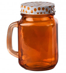 Halba Colorata tip Borcan cu Capac Gaurit si Pai 400ml - Img 3