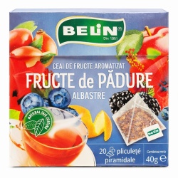 BELIN Piramide Ceai cu Fructe de Padure Albastre - Ceai de Fructe Aromatizat - 20 Plicuri x 2g