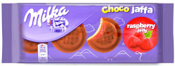 Biscuiti cu Ciocolata si Jeleu de Zmeura Jaffa MILKA 147g