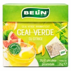 BELIN Piramide Ceai Verde cu Citrice - Ceai Verde Aromatizat - 20 Plicuri x 1.3g