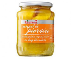 Compot de Piersici Jumatati in Sirop Slab Indulcit RAURENI 700g