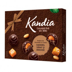 KANDIA Praline de Ciocolata cu Caramel Sarat si Arahide 104g