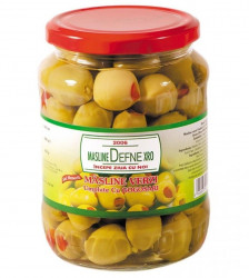 Masline Verzi cu Gogosari DEFNE 700g / 400g net