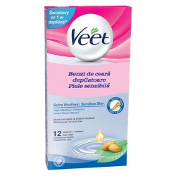Benzi de Ceara Depilatoare Rece VEET Piele Sensibila 12 buc