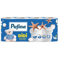 Hartie Igienica PUFINA Didi 3 straturi, Alba, Ocean Breeze, 8 role