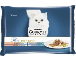Mancare Umeda pentru Pisici GOURMET Perle cu Pui si Peste 4x85g