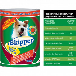 Hrana pentru Caini, cu Aroma de Vita csv. SKIPPER 1250g