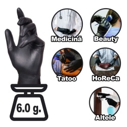 Manusi Negre de Unica Folosinta din Nitril, Nepudrate SERIX Marime Medie 50buc
