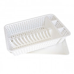 Scurgator pentru Vase, Alb, din Plastic, Imitatie de Ratan, 45x27x10 cm