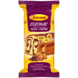 BOROMIR Cozonac cu Crema cu Nuca si Stafide (folie) 450g