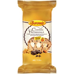 BOROMIR Cozonac Pricomigdala cu Crema de Lapte si Cipsuri de Ciocolata (folie) 500g