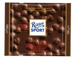 Ciocolata RITTER Sport Neagra cu Alune Intregi 100g