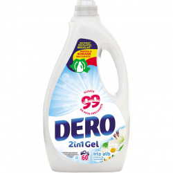 Detergent Lichid Automat pentru Rufe DERO 2in1 Gel Iris Alb 3L - 60 Spalari