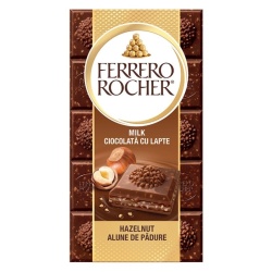 FERRERO ROCHER Tableta de Ciocolata cu Lapte si Alune de Padure 90g