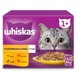Mancare Umeda pentru Pisici WHISKAS Adult Selectie de Pasare 12x85g