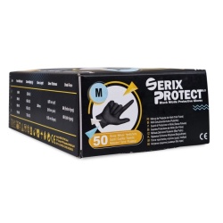 Manusi Negre de Unica Folosinta din Nitril, Nepudrate SERIX Marime Medie 50buc
