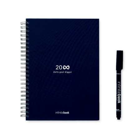 STARTER KIT INFINITE PLANNER A5. Setul include un "Jurnal infinit", kit de curățare, marker și suport pentru marker