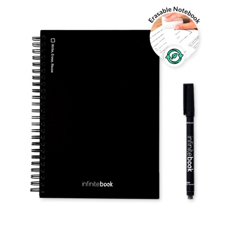 STARTER KIT INFINITEBOOK A5. Setul include un "Infinitebook", kit de curățare, marker și suport pentru marker