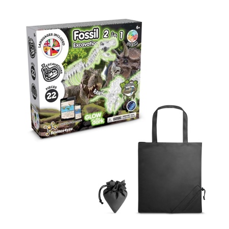 2 in 1 Fossil Excavation Kit V. Joc educațional furnizat cu o pungă de cadou pliabilă 190T