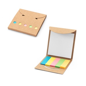 AINSLEY. Set de birou 2 în 1, fabricat din hârtie 100% reciclată, cu 6 blocuri de notițe adezive