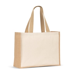 HELSINQUE. Sacoșă din pânză (320 g/m²), cu baza și părțile laterale din iută laminată (350 g/m²) în nuanțe naturale - Img 2
