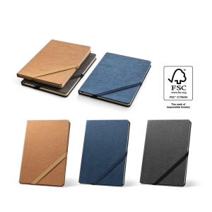 HUXLEY. Blocnotes A5 cu pagini liniate FSC™ de culoare fildeș - materiale promoționale personalizate pentru branding și cadouri corporate