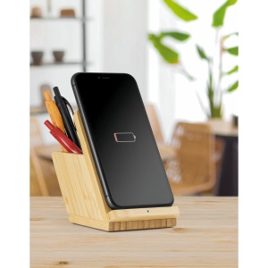LEAVITT. Incarcator wireless din bambus - materiale promoționale personalizate pentru branding și cadouri corporate