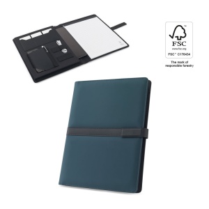 SANDERSON FOLDER. Dosar A4 din PU (50% reciclat) cu închidere magnetică și blocnotes cu pagini liniate