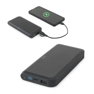 BECKER 10. Power bank de 10'000 mAh din ABS reciclat (100% rABS) cu încărcător wireless super rapid de 15W