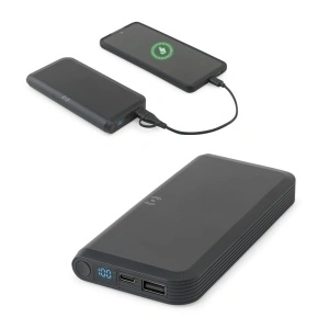 BECKER 10. Power bank de 10'000 mAh din ABS reciclat (100% rABS) cu încărcător wireless super rapid de 15W